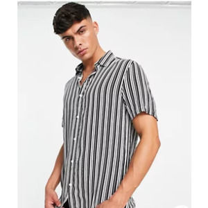 ASOS Multicolor Striped Short Sleeve Casual Button Down Shirt Men's Size Small